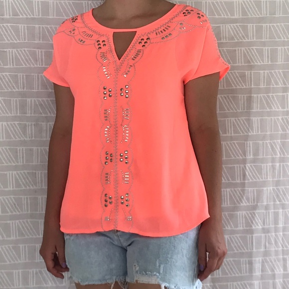 Fluorescent Coral Top - Picture 1 of 6